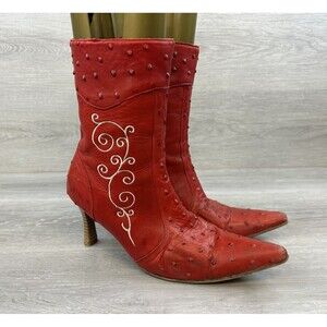 El Pajuelo Women’s Western Boots Sz 8 Ostrich Leather Cowgirl Heels